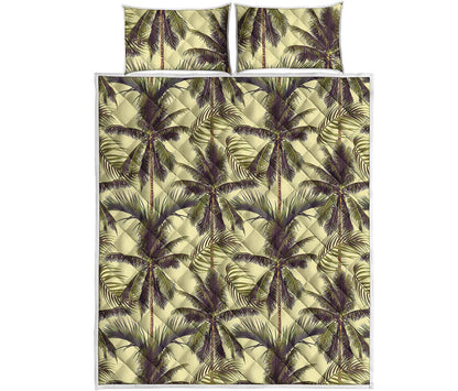 Vintage Palm Tree Pattern Print Quilt Bed Set