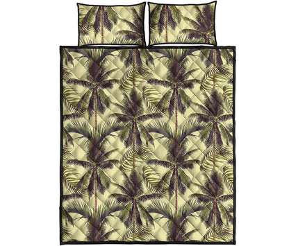 Vintage Palm Tree Pattern Print Quilt Bed Set