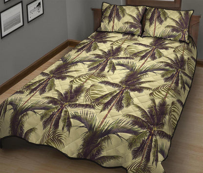 Vintage Palm Tree Pattern Print Quilt Bed Set