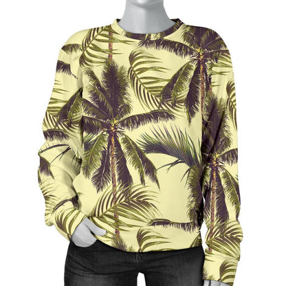 Vintage Palm Tree Pattern Print Women's Crewneck Sweatshirt GearFrost