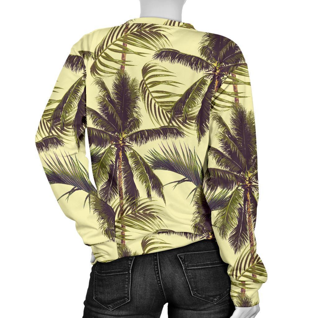 Vintage Palm Tree Pattern Print Women's Crewneck Sweatshirt GearFrost