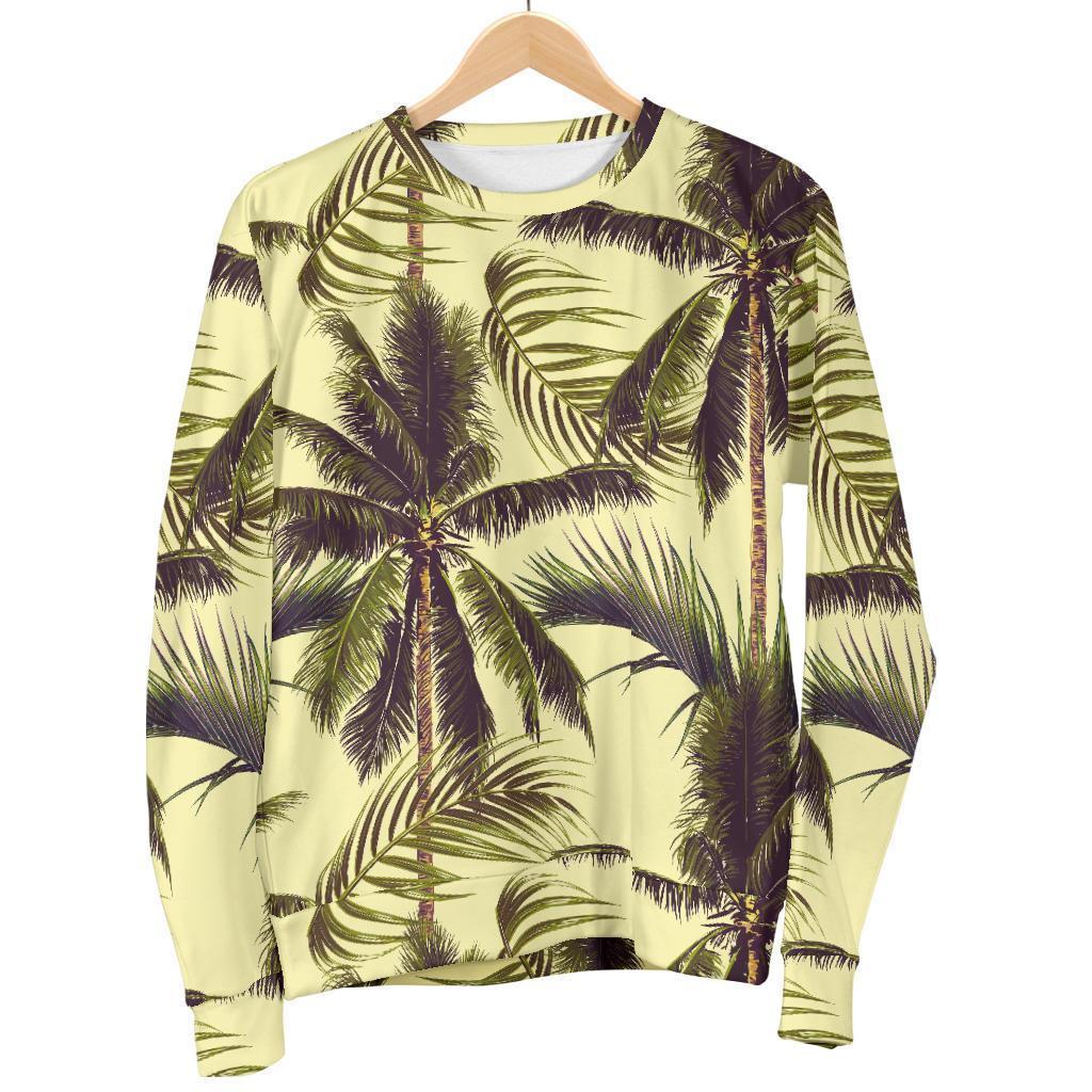 Vintage Palm Tree Pattern Print Women's Crewneck Sweatshirt GearFrost