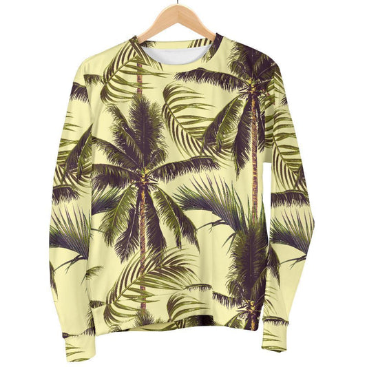 Vintage Palm Tree Pattern Print Women's Crewneck Sweatshirt GearFrost