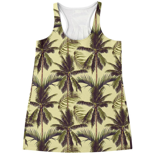 Vintage Palm Tree Pattern Print Women's Racerback Tank Top