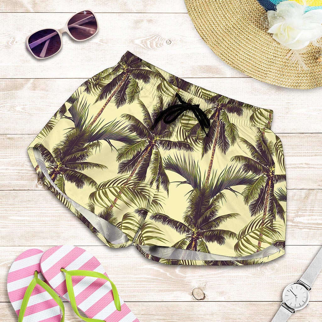 Vintage Palm Tree Pattern Print Women's Shorts