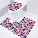 Vintage Pink Peony Floral Print 3 Piece Bath Mat Set
