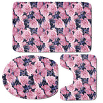 Vintage Pink Peony Floral Print 3 Piece Bath Mat Set