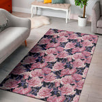 Vintage Pink Peony Floral Print Area Rug