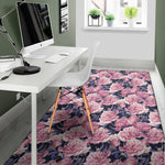 Vintage Pink Peony Floral Print Area Rug