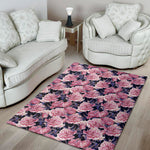 Vintage Pink Peony Floral Print Area Rug