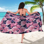 Vintage Pink Peony Floral Print Beach Sarong Wrap