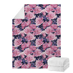 Vintage Pink Peony Floral Print Blanket