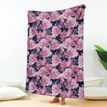 Vintage Pink Peony Floral Print Blanket