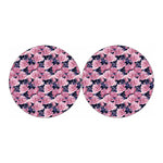 Vintage Pink Peony Floral Print Car Coasters