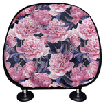 Vintage Pink Peony Floral Print Car Headrest Covers