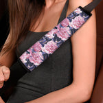 Vintage Pink Peony Floral Print Car Seat Belt Covers