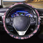 Vintage Pink Peony Floral Print Car Steering Wheel Cover