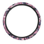 Vintage Pink Peony Floral Print Car Steering Wheel Cover