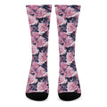 Vintage Pink Peony Floral Print Crew Socks