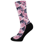 Vintage Pink Peony Floral Print Crew Socks