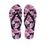 Vintage Pink Peony Floral Print Flip Flops