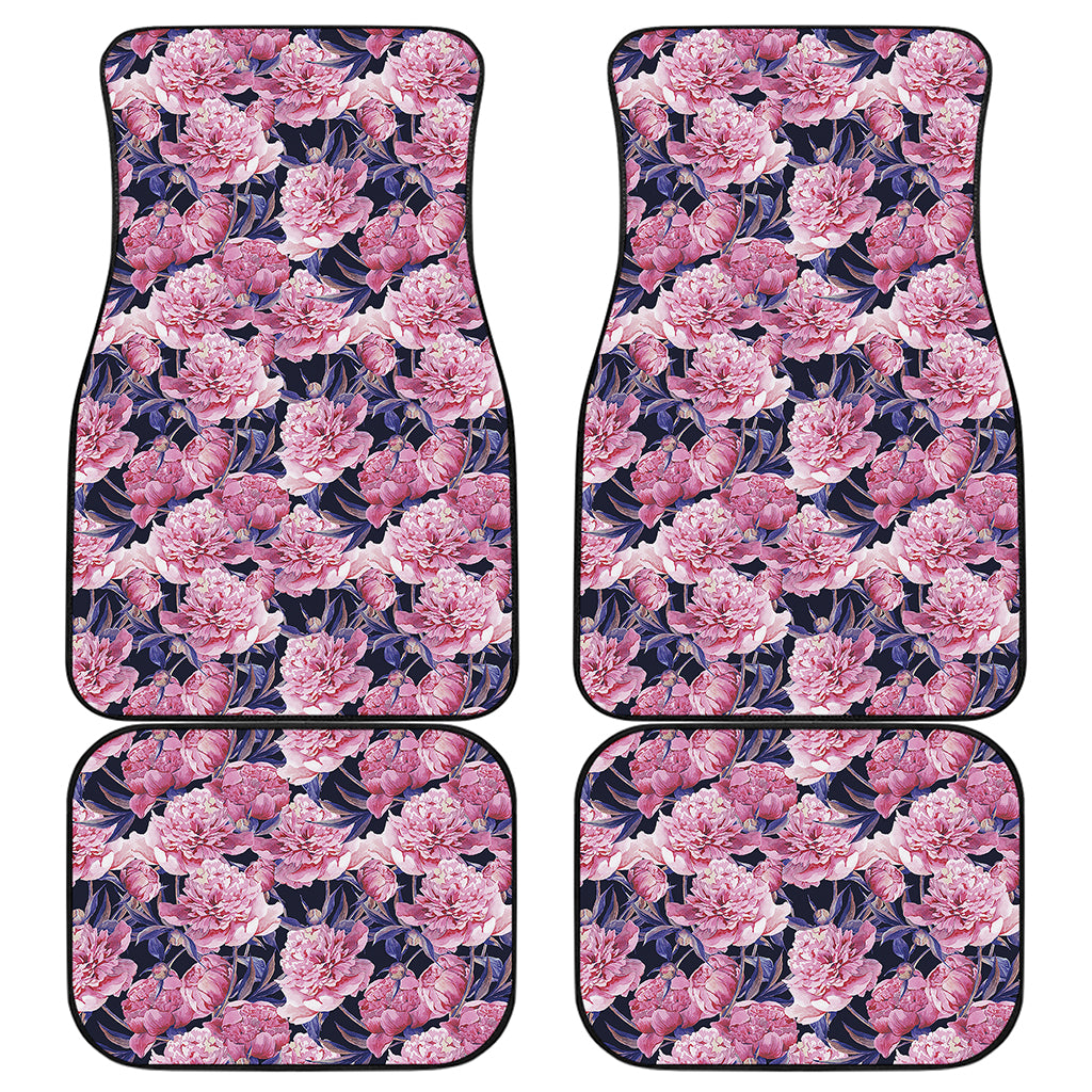 Vintage Pink Peony Floral Print Front and Back Car Floor Mats