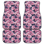 Vintage Pink Peony Floral Print Front and Back Car Floor Mats