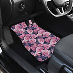 Vintage Pink Peony Floral Print Front and Back Car Floor Mats