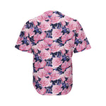 Vintage Pink Peony Floral Print Men's Baseball Jersey