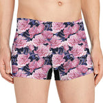Vintage Pink Peony Floral Print Men's Boxer Briefs