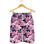 Vintage Pink Peony Floral Print Men's Shorts