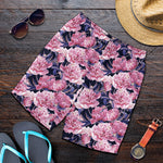 Vintage Pink Peony Floral Print Men's Shorts