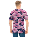 Vintage Pink Peony Floral Print Men's T-Shirt