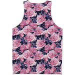 Vintage Pink Peony Floral Print Men's Tank Top