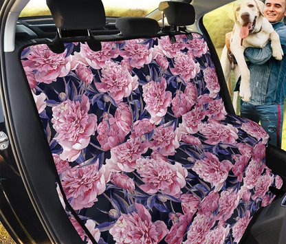 Vintage Pink Peony Floral Print Pet Car Back Seat Cover