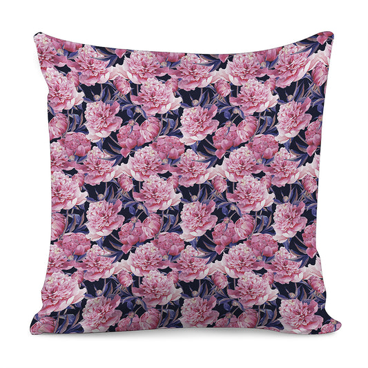 Vintage Pink Peony Floral Print Pillow Cover