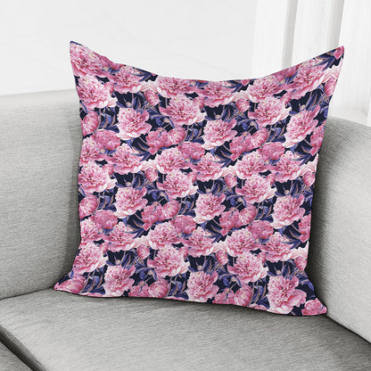 Vintage Pink Peony Floral Print Pillow Cover