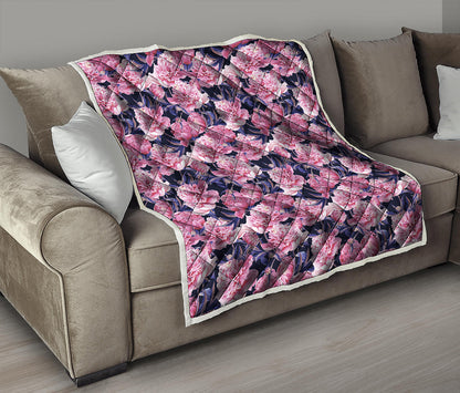 Vintage Pink Peony Floral Print Quilt