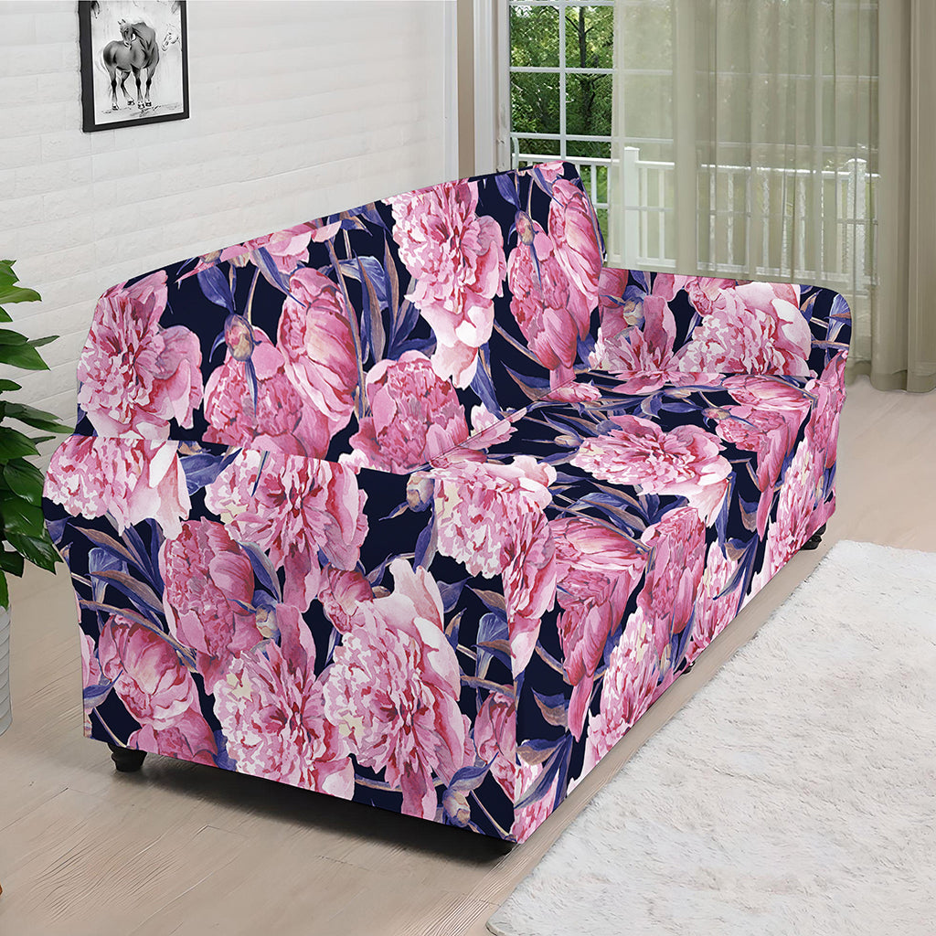 Vintage Pink Peony Floral Print Sofa Cover