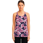 Vintage Pink Peony Floral Print Women's Racerback Tank Top
