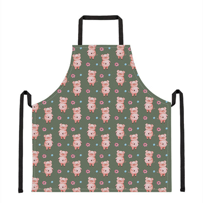 Vintage Pink Pig Pattern Print Apron