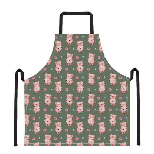 Vintage Pink Pig Pattern Print Apron