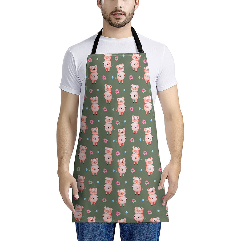 Vintage Pink Pig Pattern Print Apron