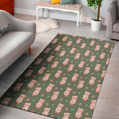 Vintage Pink Pig Pattern Print Area Rug