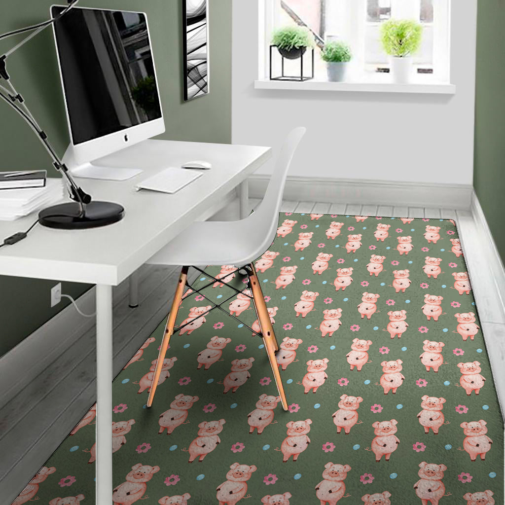 Vintage Pink Pig Pattern Print Area Rug
