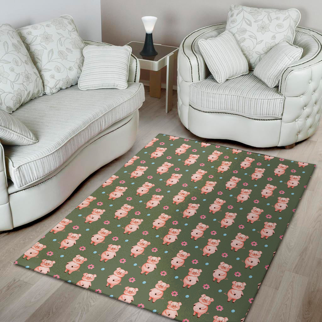 Vintage Pink Pig Pattern Print Area Rug