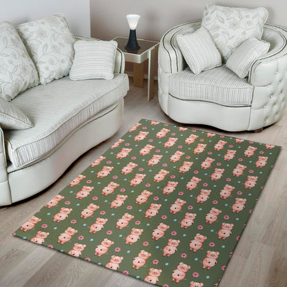 Vintage Pink Pig Pattern Print Area Rug