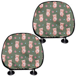 Vintage Pink Pig Pattern Print Car Headrest Covers