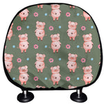 Vintage Pink Pig Pattern Print Car Headrest Covers