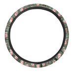 Vintage Pink Pig Pattern Print Car Steering Wheel Cover
